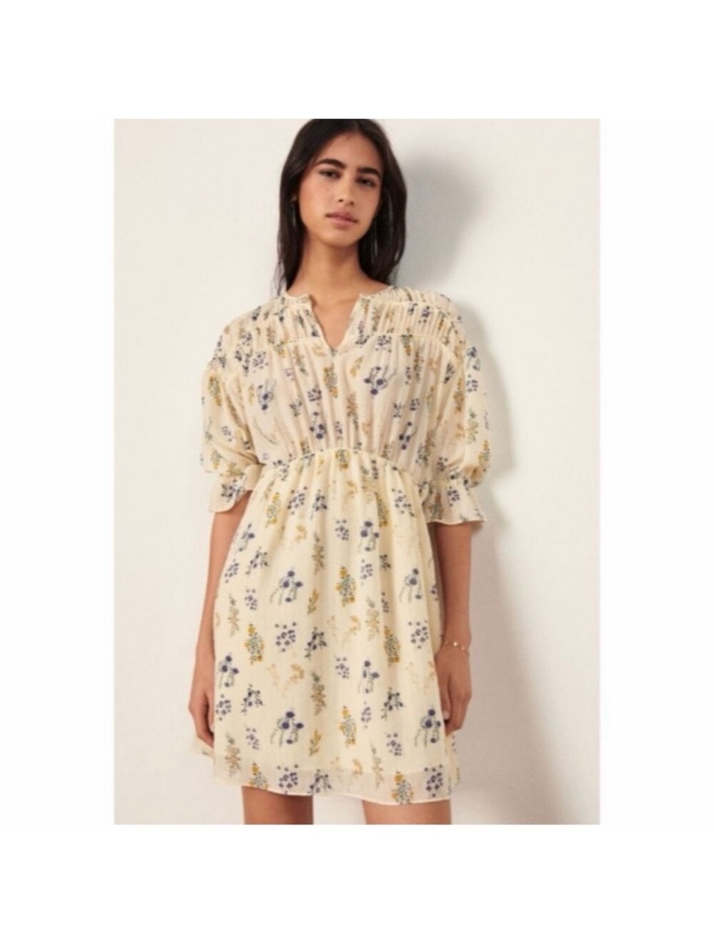 BA&SH Robe Alois ecru floral dress